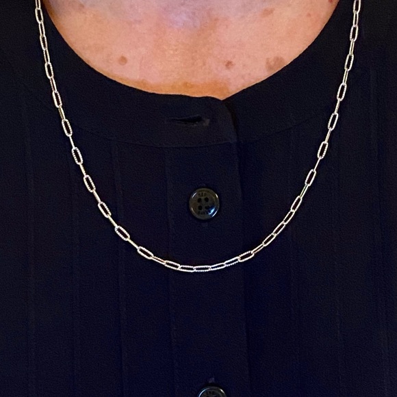 18-Inch Sterling Silver Textured Paperclip Chain with stamped springing clasp. - Picture 3 of 8